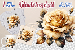 Watercolor Aesthetic Roses Clipart | Amazing yellow Flower Product Image 1
