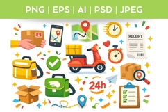 Delivery Doodle Illustration| Vector &amp; PNG Product Image 1