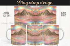 Fantasy mountains iridescent design mug wrap 15oz 11oz png Product Image 1