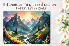 Mountain landscape cutting board |Cutting board sublimation Product Image 1