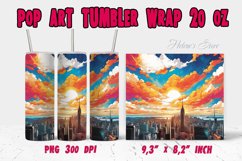 City Pop art tumbler wrap| Cloudy sky Tumbler sublimation 20 Product Image 1