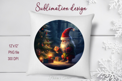 Cute Christmas gnome round sublimation design png Product Image 1