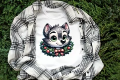 Christmas wolf kub clipart sublimation PNG|Funny animal fac Product Image 2