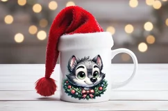 Christmas wolf kub clipart sublimation PNG|Funny animal fac Product Image 3