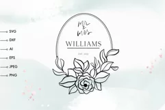 Floral wedding frame svg Mr & Mrs SVG PNG Family name SVG Product Image 1