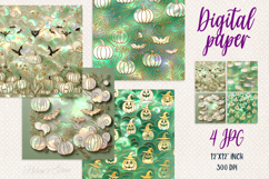 Halloween pumpkin digital paper|Green Scrap booking graphics Product Image 1