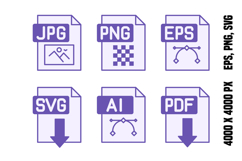 Colored File Icons JPG, PNG, EPS, SVG, AI, and PDF Product Image 1