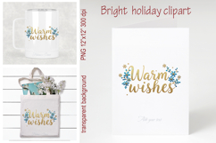 Gold &amp; Blue Warm Wishes quote sublimation design clipart png Product Image 2