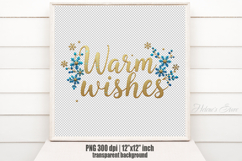 Gold &amp; Blue Warm Wishes quote sublimation design clipart png Product Image 3