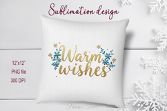 Gold &amp; Blue Warm Wishes quote sublimation design clipart png Product Image 1