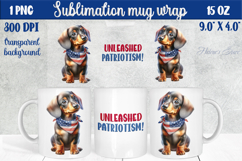 Cute American Patriotic puppy dog mug wrap sublimation 15 oz Product Image 1