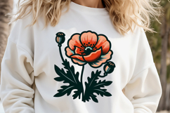 Wild flower poppy clipart |Vintage Summer flower graphics Product Image 1