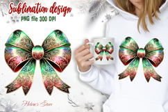 Christmas coquette bows design|Red Green bow T-shirt clipart Product Image 1