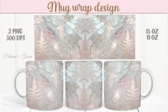 Pastel Christmas deer mug wrap png |Pink and gold mug design Product Image 1