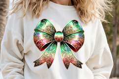 Christmas coquette bows design|Red Green bow T-shirt clipart Product Image 2