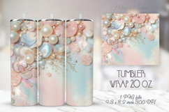 3d flowers pastel tumbler 20oz wrap sublimation design png Product Image 1