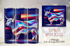 USA Fourth of July tumbler wrap 20oz |Patriotic Highland cow Product Image 1
