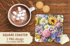 Wild flower pattern square coasters | Coaster sublimation Product Image 1