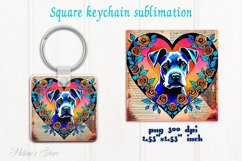 Lover Dog square keychain|Floral heart pets Keychains design Product Image 1