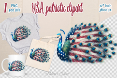 Cute peacock bird American flag colors clipart|USA Patriotic Product Image 1