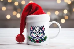 Christmas wolf kub clipart sublimation PNG|Funny animal fac Product Image 3