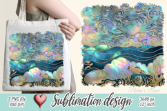 Blue ocean gold and pearl sublimation designs png | Sea life Product Image 1