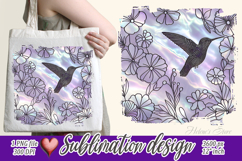 Pastel hummingdird Flower image | Purple sublimation design Product Image 1