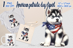 Cute puppy Dog with American flag clipart|USA Patriotic dogs Product Image 1