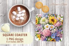 Wild flower pattern square coasters | Coaster sublimation Product Image 2