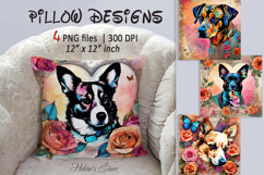 Lover dog pillow design |Valentines heart dogs sublimation Product Image 1
