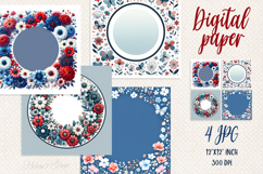 Cute floral frame with butterfly digital paper scrap booking Product Image 1