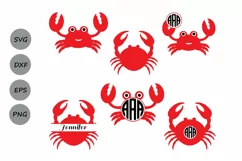 Crab Svg, Crab monogram svg, Sea animals svg, Nautical svg. Product Image 1