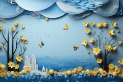 Creative paper art scenery with elegant floral designs and b Product Image 1