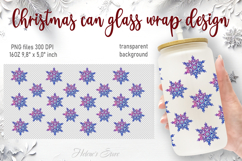 Christmas snowflakes pattern design can glass wrap 16oz Product Image 1