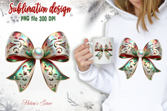 Christmas coquette bows design|Red Green bow T-shirt clipart Product Image 2
