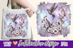 Pastel hummingdird Flower image | Purple sublimation design Product Image 1