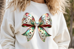 Christmas coquette bows design|Red Green bow T-shirt clipart Product Image 1