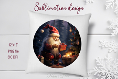 Cute Christmas gnome round sublimation design png Product Image 1