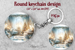 Christmas round keychain design | Christmas tree Car coaster Product Image 1