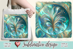 Aquamarine ocean gold and pearl sublimation design png Product Image 1
