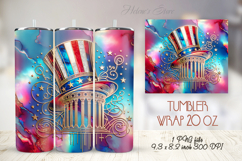 USA Patriotic tumbler wrap 20oz| 4th of July|Uncle Sam's hat Product Image 1