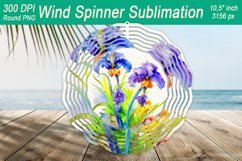 Watercolor Iris Flowers Wind spinner sublimation|Windspinner Product Image 1