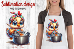 Funny chicken in the kitchen clipart|Cute sublimation design Product Image 1