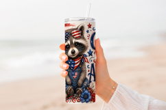 God Bless America Raccoon 20oz Wrap PNG Product Image 5