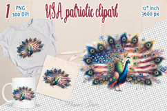 Cute peacock bird American flag colors clipart|USA Patriotic Product Image 1