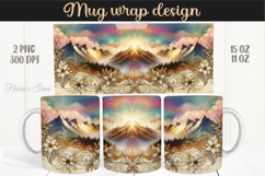 Fantasy mountains iridescent design mug wrap 15oz 11oz png Product Image 1