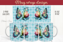 Cute butterfly mug wrap sublimation 15oz 11oz | Summer vibes Product Image 1