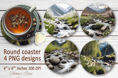 Mountains sublimation round coasters |Camping coaster design Product Image 1