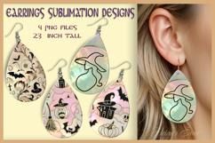 Green Pink Pastel Halloween pattern teardrop earrings Product Image 1