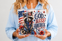 God Bless America Raccoon 20oz Wrap PNG Product Image 4